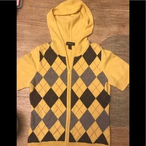 Cashmere Short sleeve sweater with hoodie